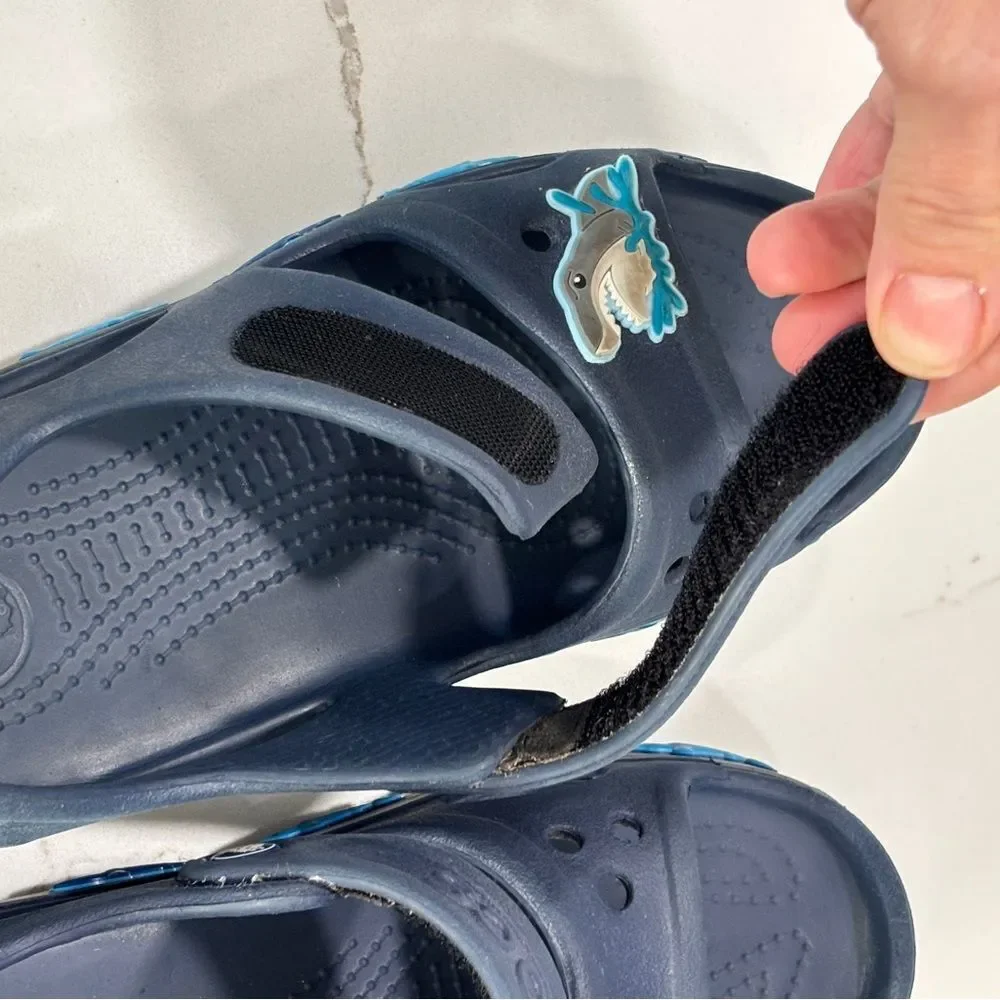 Crocs | FunLab Boys Waterproof Deep Blue Shark Comfort Sandals 206365